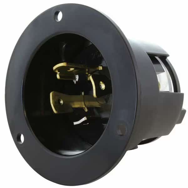 Flanged Locking Inlet, L14-30P, 30 A, 125/250V AC, Screw Terminals