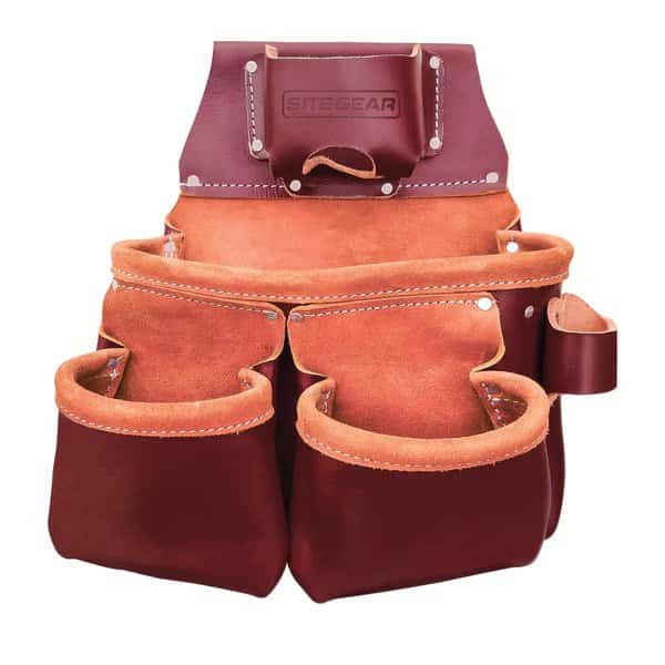 Tool Bag, SitePro 3-Pouch Pro leather Tool Bag W/ Tape Holder, Leather