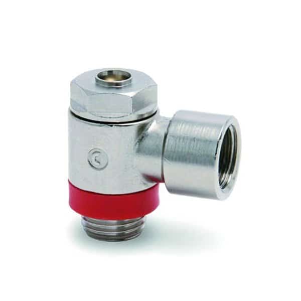 Right Angle Flow Control, 1/2" NPT Banjo Female Thread, Camozzi, Mfr#: SCU 08F-08