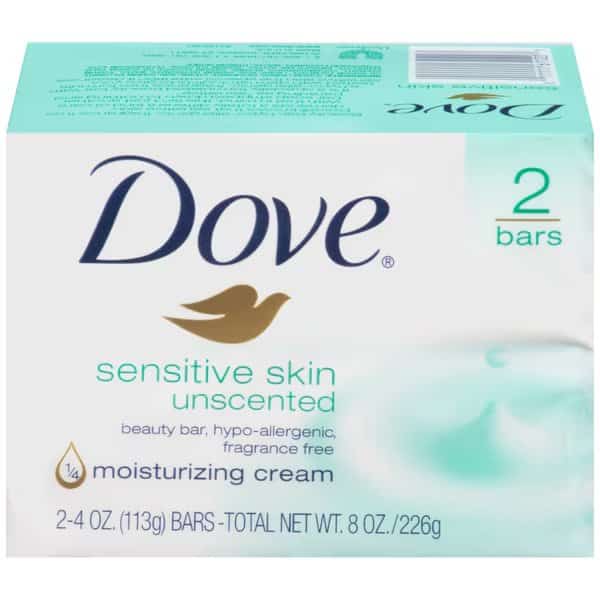 Dove Sensitive Skin Unscented Soap Bar 4 oz. Bar, PK12
