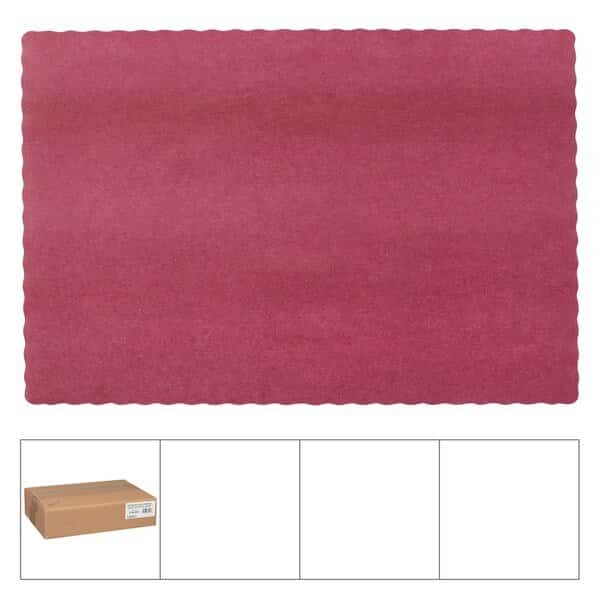 Lapaco Econo Scalloped Solid Colored Burgundy Placemat, PK1000