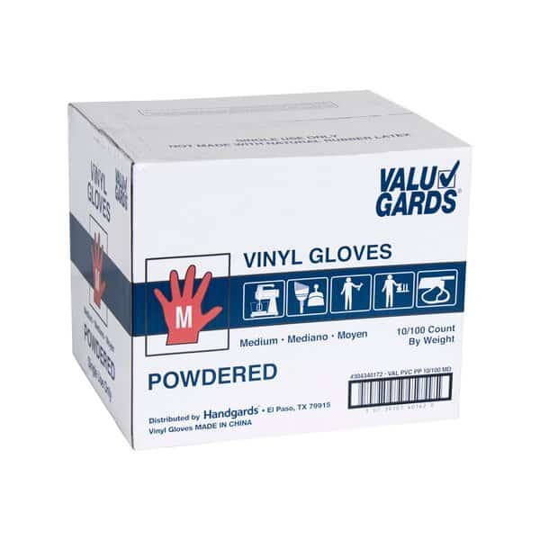 Disposable Gloves, Powdered, Clear, 1000 PK