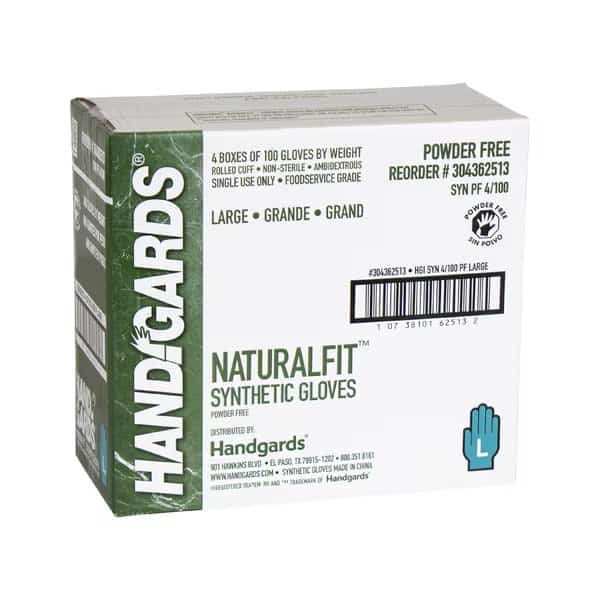 Handgards Naturalfit Powder Free Large Synthetic Glove, PK400
