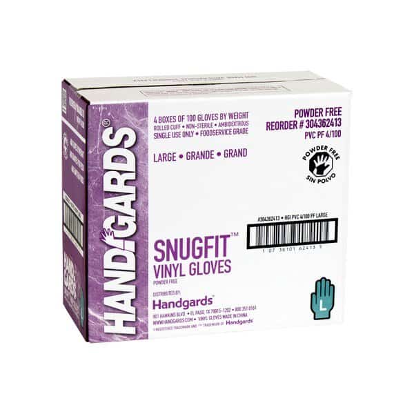 Handgards Snugfit Powder Free Large Vinyl Glove, PK400