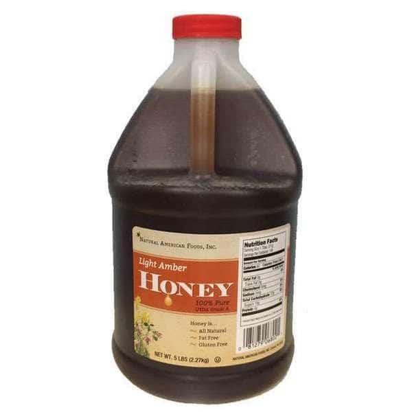 Natural American Foods Light Amber Honey 5lbs Jug, PK6