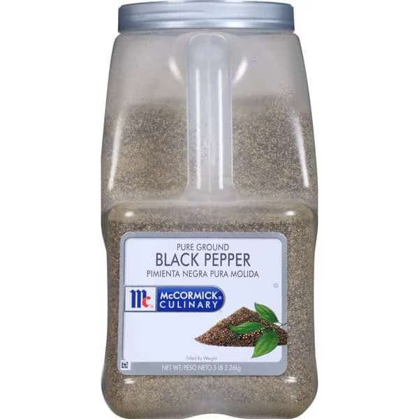 McCormick Culinary Pure Ground Black Pepper 5lbs Container, PK3