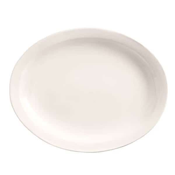 Porcelana 11.5"x9" Bright White Narrow Rim Oval Platter, PK12