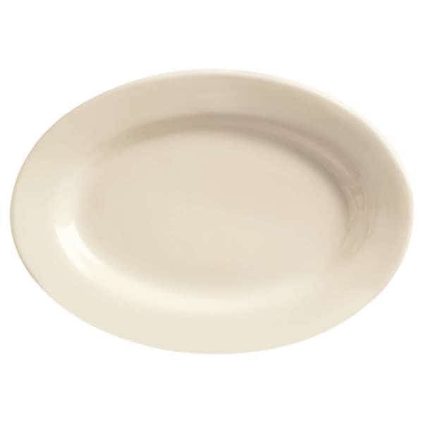 12.5"x9" White Rolled Edge Cream White Medium Rim Platter, PK12