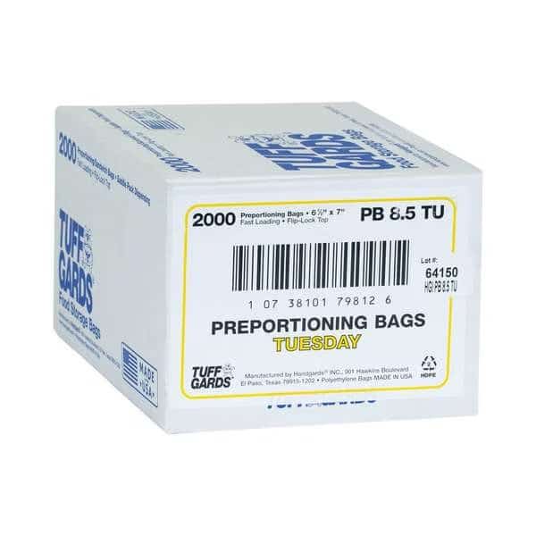 Tuff Gards 2M High Density Yellow Tuesday Preportioning Bag, PK2000, Tuffgards, Mfr#: 303679812