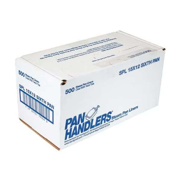 High Density 1/6 Size Pan 15"x12" Twist Tie Steam Pan Liner, PK500