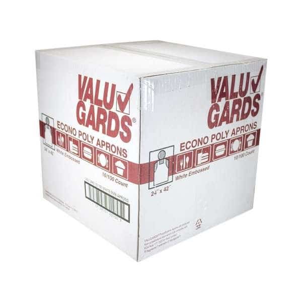 Valugards 24x42 Economy Poly Embossed White Light Duty Apron, PK1000