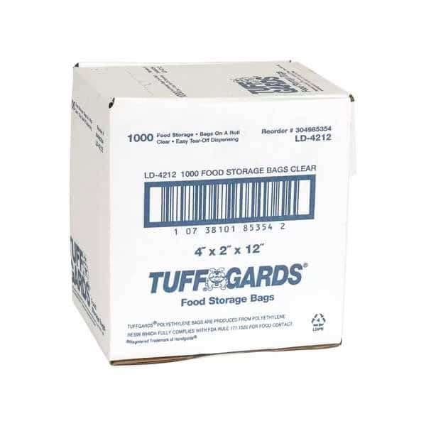Handgards Tuffgards Low Density Poly Roll 4"x2"x12" Food Bag, PK1000