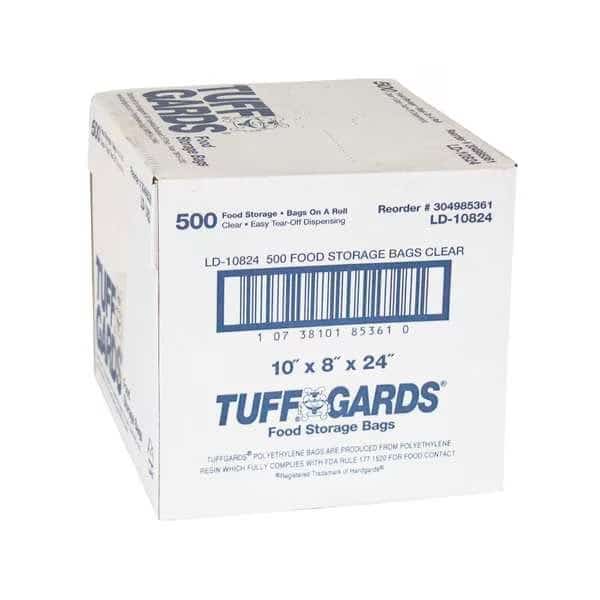 Tuff Gards 10"x8"x24" 1.2Ml Roll Pack Clear Food Storage Bag, PK500
