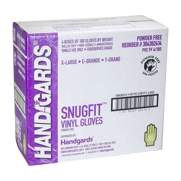 Handgards Snugfit Powder Free Extra Large Vinyl Glove, PK400