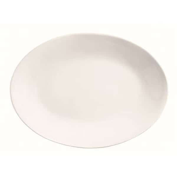 Porcelana Rolled Edge 13.5"x10" Bright White Oval Coupe Platter, PK12