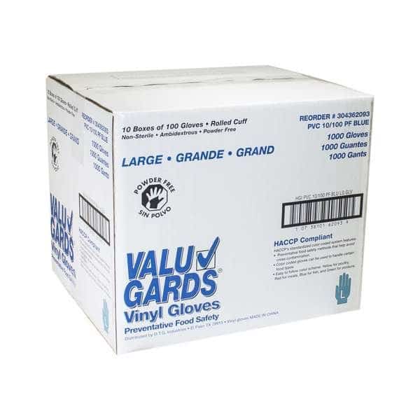 Disposable Gloves, Powder-Free, Blue, 1000 PK