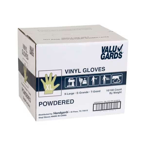 HGI Powdered Extra Large Vinyl Glove, PK1000, Valugards, Mfr#: 304340174
