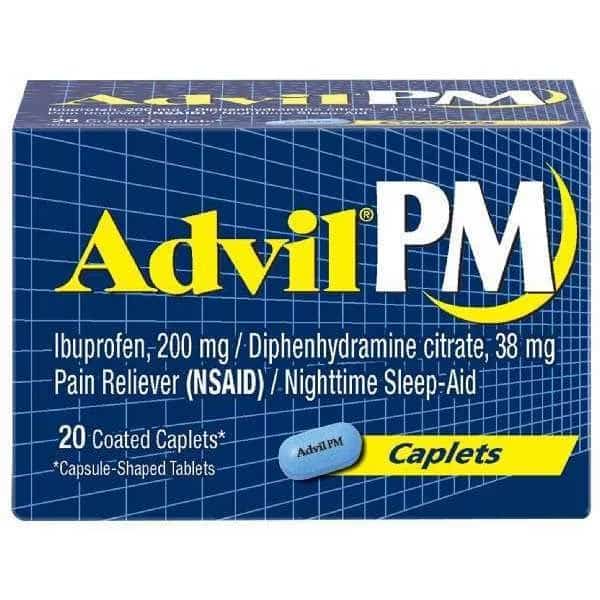 Advil PM Pain Reliever & Nighttime Sleep-Aid 200mg 20 Caplets, PK72