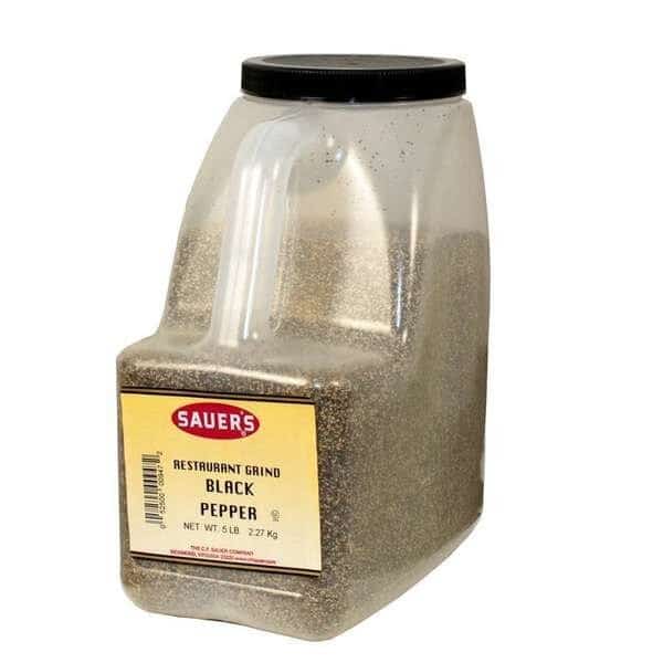 Sauer Black Ground Restaurant Pepper 5lbs Bottle, PK3