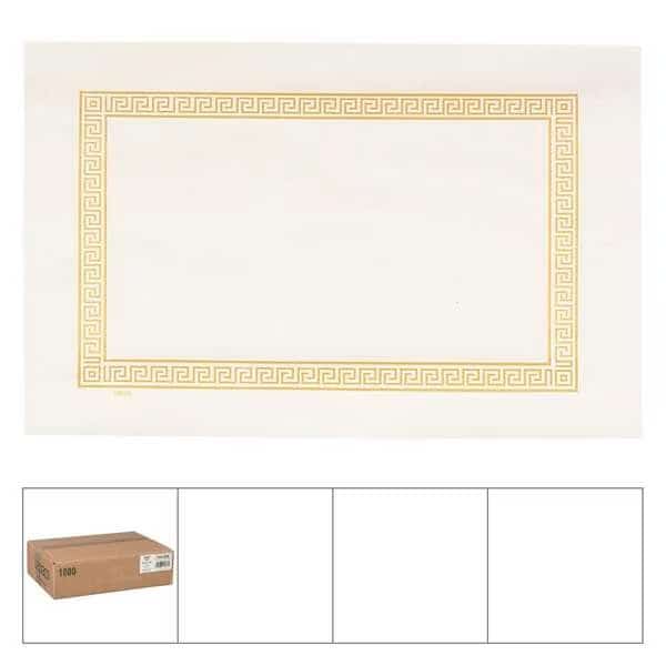 Lapaco 9" By 13.5" Econo Greek Key Straight Edge Gold Placemat, PK1000