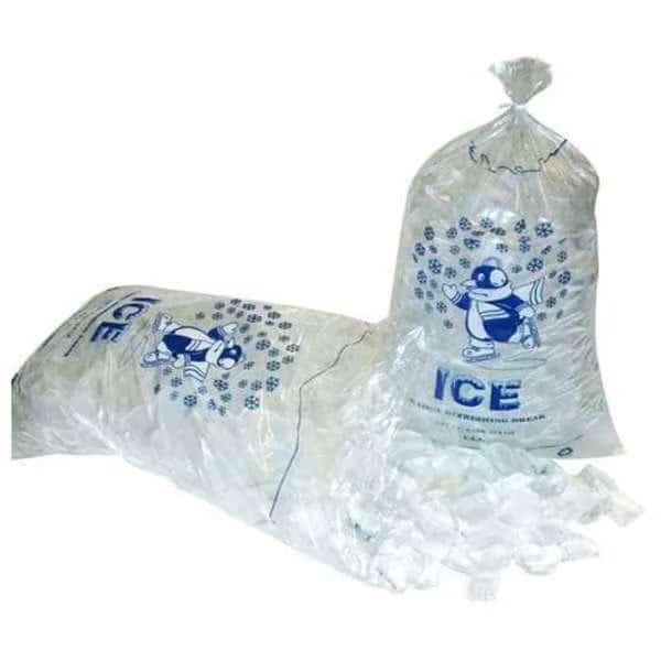 12"x21" 1.5mm Clear Flat Pack Blue Ink 10lbs Ice Bag, PK1000