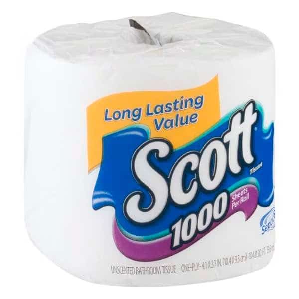 Scott Bath Tissue Single Roll Wh 1000 Fsc Mix Sgsna-Coc-005460, PK36