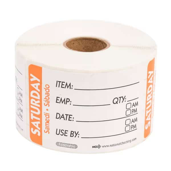 2X3 Trilingual Item-Date-Use By Saturday Orange, PK500