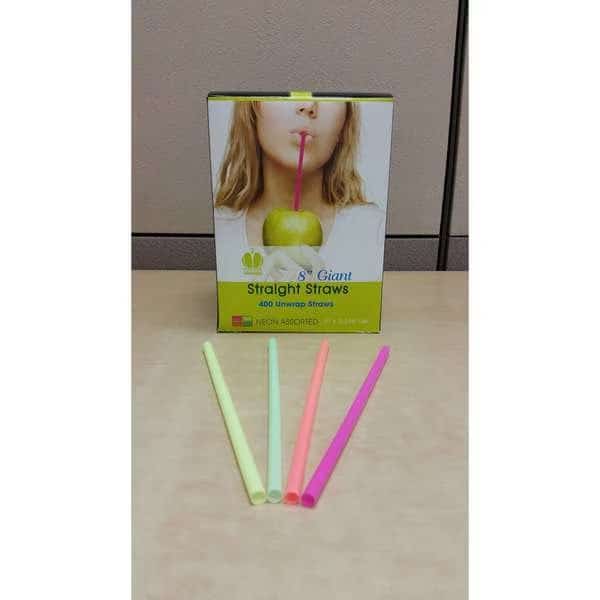 Unwrapped Giant Straw 8" Neon, PK2400