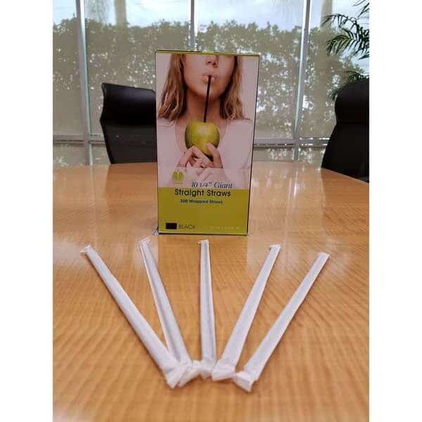 Goldmax Wrapped 10.25" Giant Black Straw, PK3000