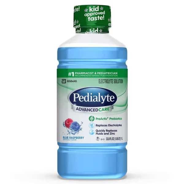 Pedialyte Advanced Care Blue Raspberry 33.8 Fl oz. (1L) Bottle, PK8