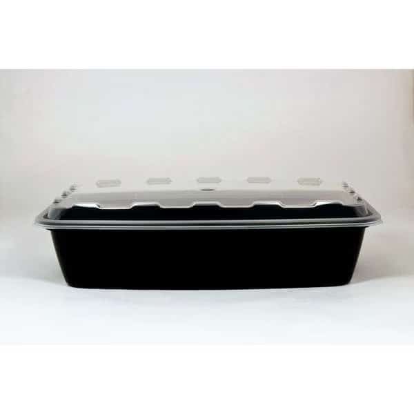 Cubeware 56 oz. Rectangular Container Black Base With Clear Lid, PK100