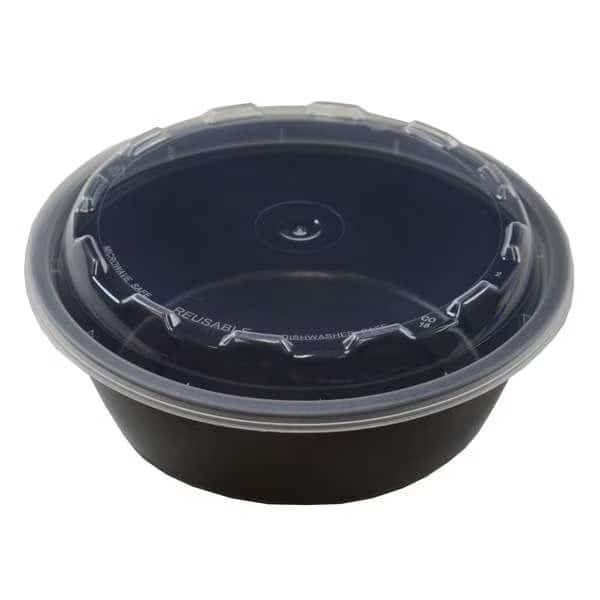 Cubeware 18 oz. Round Container Black Base With Clear Lid, PK150