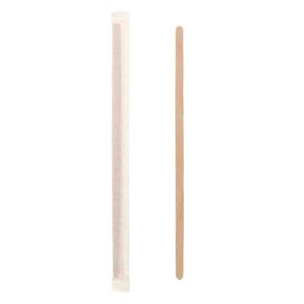 Royal 7.5" Individually Wrapped Wood Coffee Stirrer, PK5000