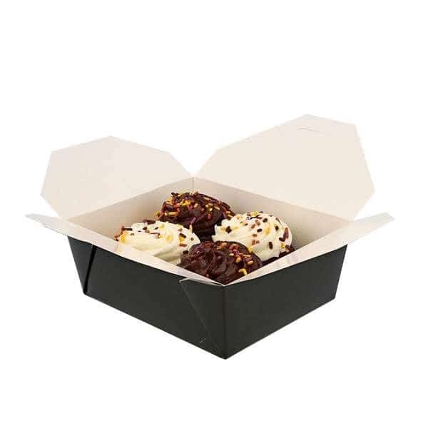 Royal 6x4.75x2.5 No 8 Black Folded Takeout Box, PK300
