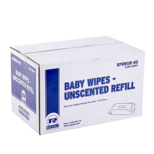 Royal Unscented Refill Baby Wipe 80 Wipes, PK12