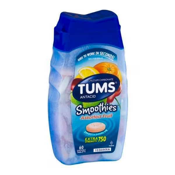Tums Assorted Fruit Smoothie Tablets 60 Count, PK36