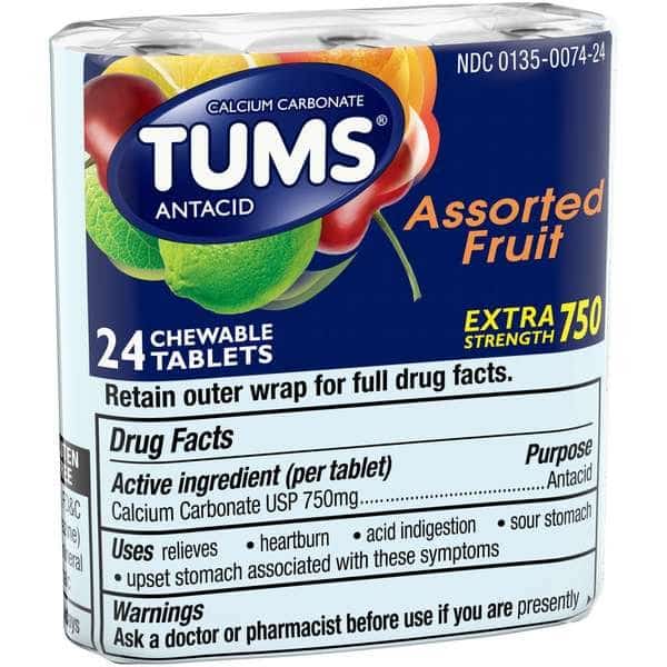 Tums Assorted Fruit Tablets 24 Roll, PK72