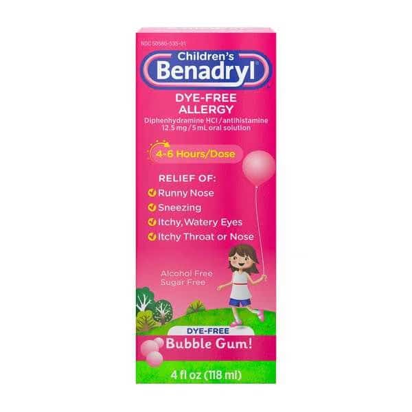 Dye Free Allergy Liquid Bubblegum 4 fl. oz., PK36
