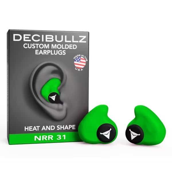 Custom Molded Earplugs Hi Vis Green, 31 NRR, Simple DIY Process, Remoldable If Needed