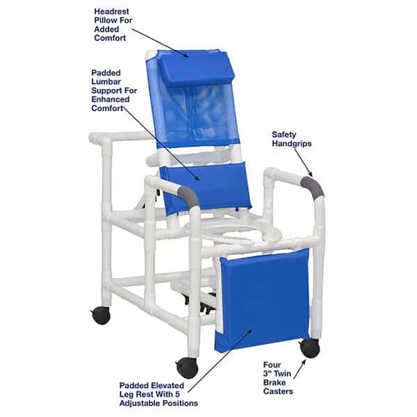 Reclining Shower Chair, Standard Mesh - Red