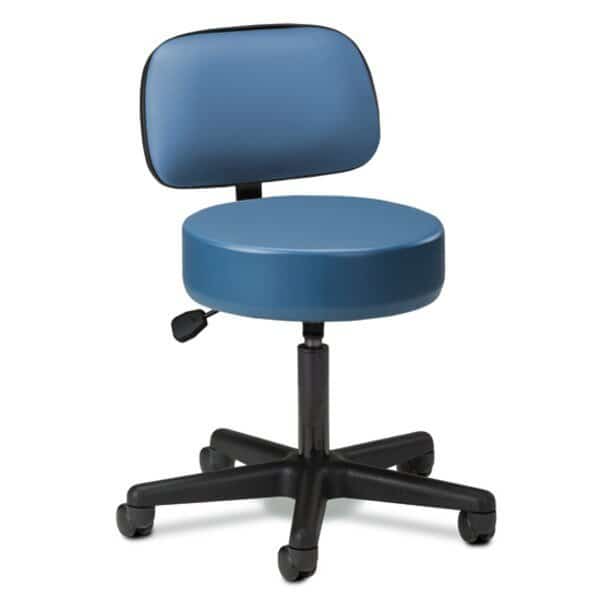 Black Base, 5-Leg, Pneumatic Stool w/ Backrest, Slate Blue