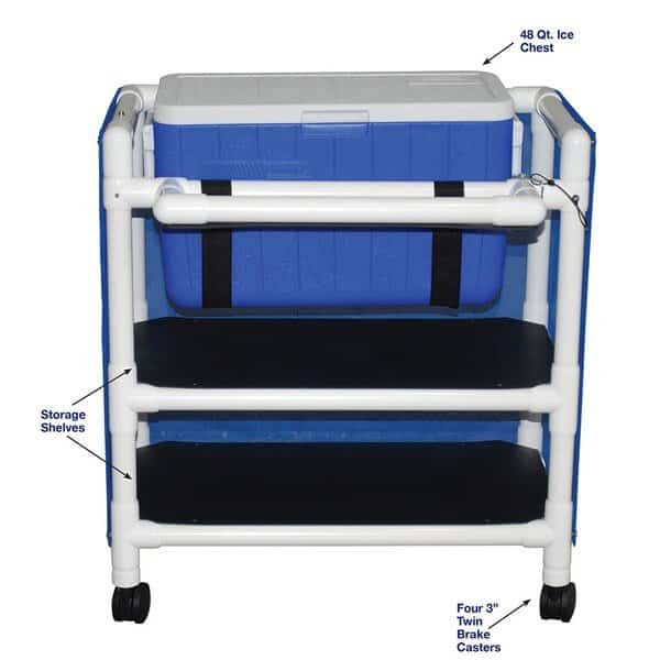 Hydration Cart - Large W/ Shelving, Standard Mesh - Black