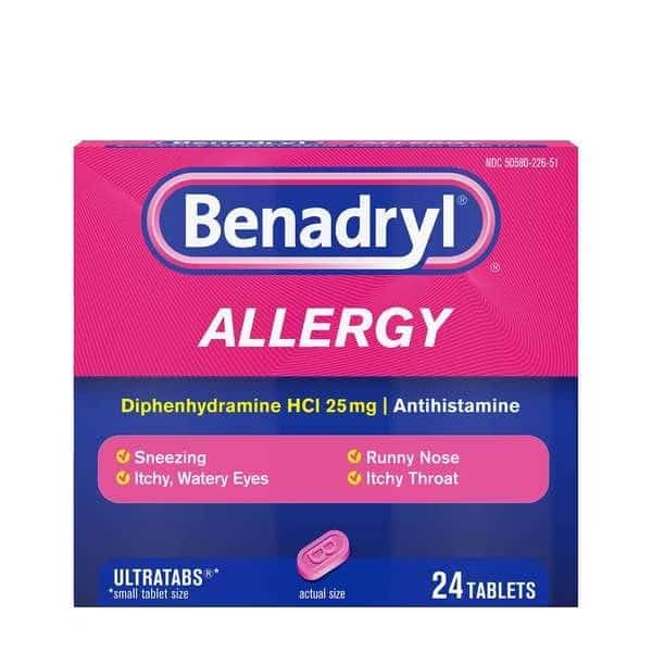 Benadryl Allergy Antihistamine 25mg Tablets 24 Tablets, PK24