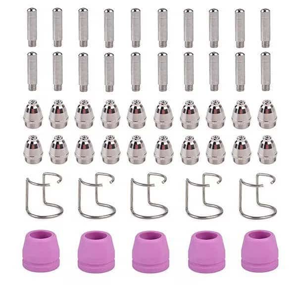 50 Pilot Arc Plasma Cutter Consumables, 20-Nozzles 20-Electrodes 5-Cups 5-Guide for CUT-50HF/60HF.