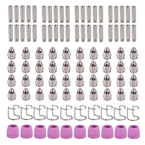100 Pilot Arc Plasma Cutter Consumables 40-Nozzles 40-Electrodes 10-Cups 10-Guide for CUT-50HF/60HF