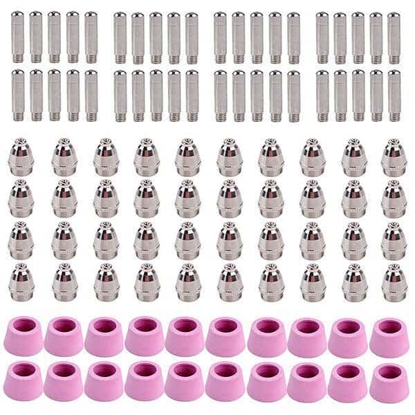 100 Plasma Cutter Consumables, 40-Nozzles 40-Electrodes 20-Ceramic Cups for CUT-50 CUT-55M CTS-200