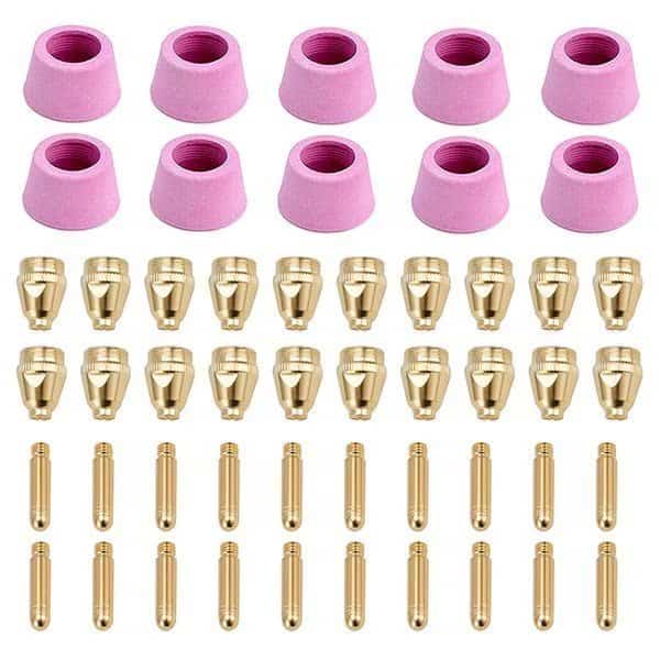 50 Plasma Cutter Consumables, 20-Nozzles 20-Electrodes 10-Ceramic Cups for CUT-50 CUT-55M CTS-200.