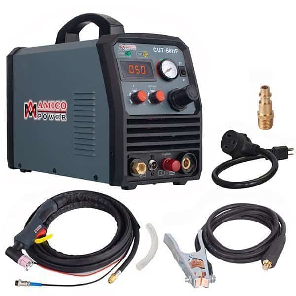 50 Amp Non-touch Pilot Arc Plasma Cutter, Pro. 100-250V Wide Voltage, 3/5 in. Clean Cut Cutting.