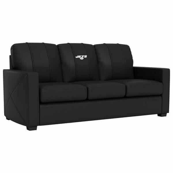 Silver Sofa with New York Jets Secondary Logo