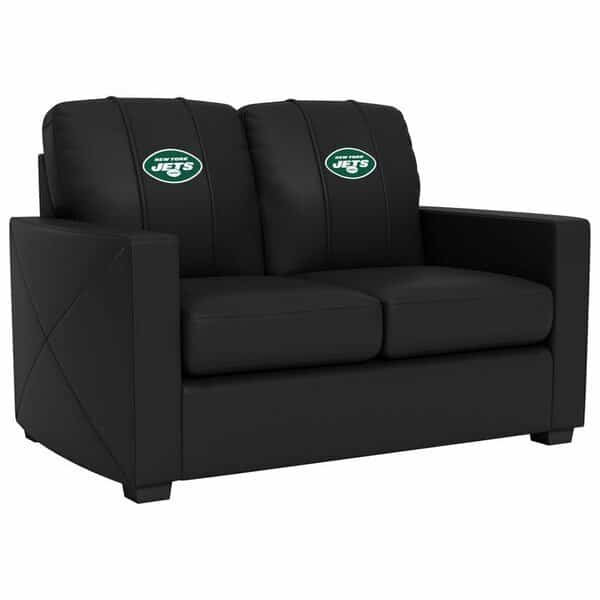 Silver Loveseat with New York Jets Primary Logo